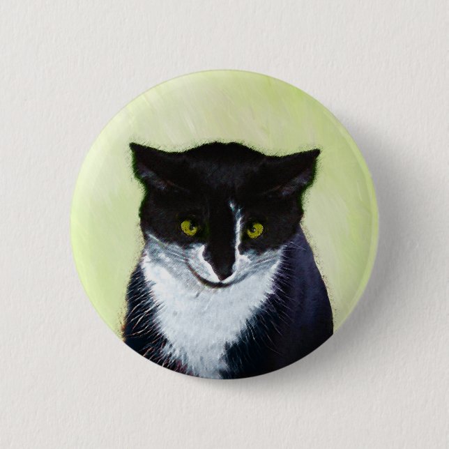Tuxedo Cat Painting - Cute Original Cat Art Knapp (Framsida)
