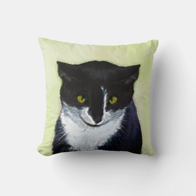 Tuxedo Cat Painting - Cute Original Cat Art Kudde (Framsida)