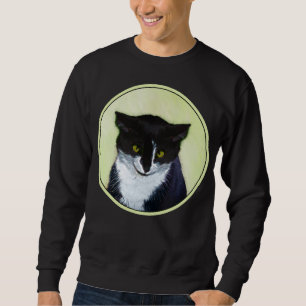Tuxedo Cat Painting - Cute Original Cat Art Lång Ärmad Tröja