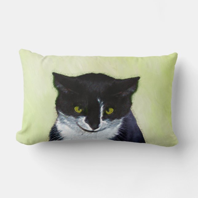 Tuxedo Cat Painting - Cute Original Cat Art Lumbarkudde (Framsida)