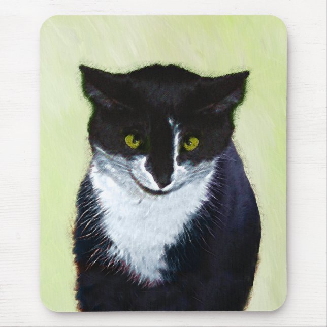 Tuxedo Cat Painting - Cute Original Cat Art Musmatta (Framsidan)