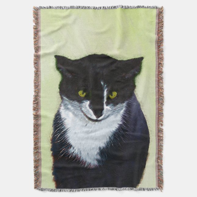 Tuxedo Cat Painting - Cute Original Cat Art Mysfilt (Framsidan Vertikal)