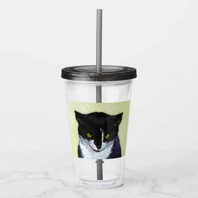 Tuxedo Cat Painting - Cute Original Cat Art Take Away Mugg (Framsida)