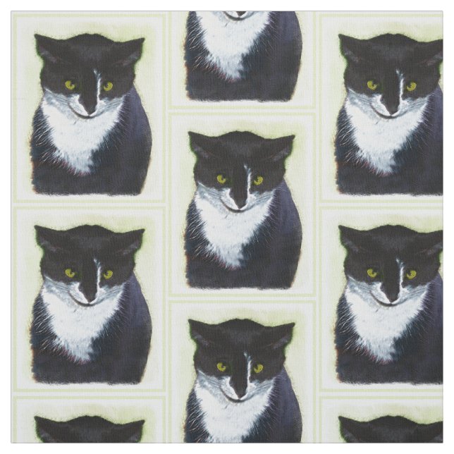 Tuxedo Cat Painting - Cute Original Cat Art Tyg (Provkarta)
