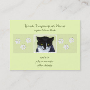 Tuxedo Cat Painting - Cute Original Cat Art Visitkort
