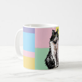 Tuxedo Cat Pastel Färg Rosa Girls Namn Kaffemugg