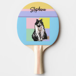 Tuxedo Cat Pastel Färg Rosa Girls Namn Pingisracket