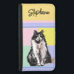 Tuxedo Cat Pastel Färg Rosa Girls Namn Plånboksfodral För Samsung Galaxy S5<br><div class="desc">Cute Tabby katt Pastel Lila Lavender Färg Mönster Kids Girls/Boys Kitchen Apron,  med ett helt anpassade namn. Designad från min ursprungliga kattillustration.</div>