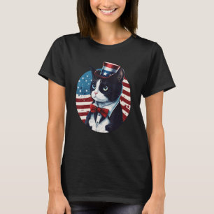 Tuxedo Cat Patriot USA 4:e juli Manar Kvinnor T Shirt