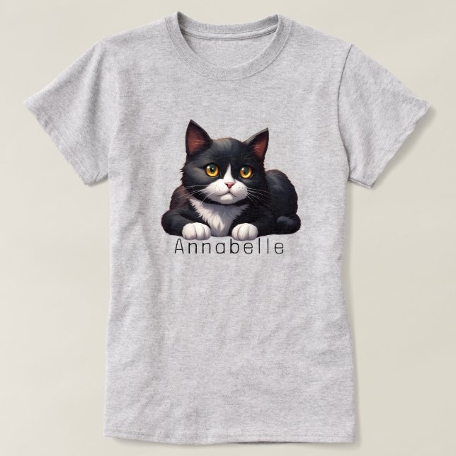 Tuxedo Cat Personalize T Shirt (Design framsida)