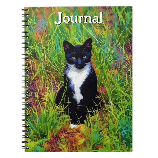 Tuxedo Cat Pop Art Journal bärbar dator Anteckningsbok (Framsidan)