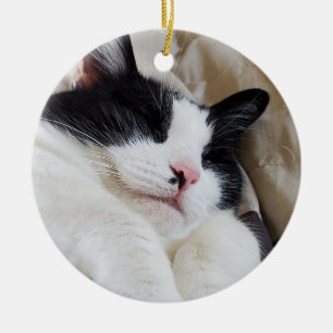 Tuxedo Cat-prydnadsföremål Julgransprydnad Keramik