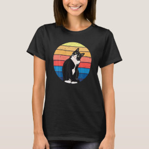 Tuxedo Cat Retro Färg för Djur älskare T Shirt