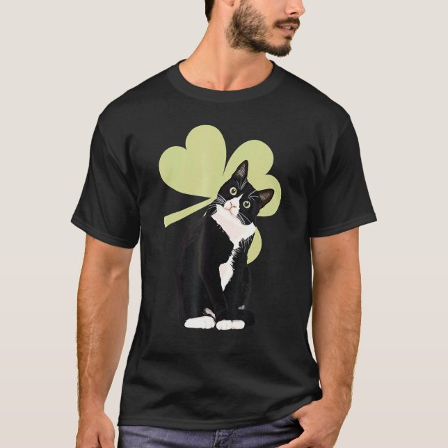 Tuxedo Cat Saint St  Patrick S Paddy S Day Cat T Shirt (Framsida)