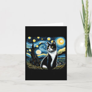 Tuxedo Cat Starry Night Painting Tuxedo Cat Owner Kort