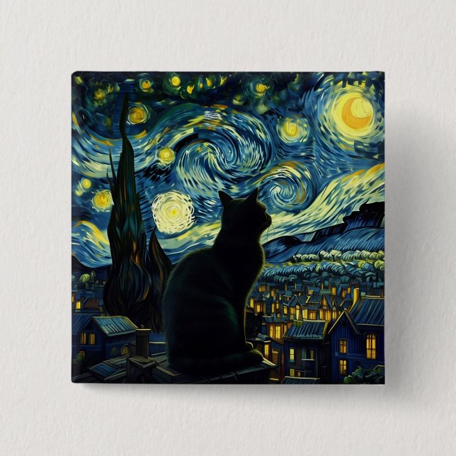 Tuxedo Cat Starry Night Tuxedo Cat Owner Knapp (Framsida)