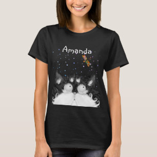 Tuxedo Cat Surprisad av Dragonfly (Mörk) T-Shirt
