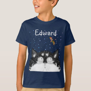 Tuxedo Cat Surprisad av Dragonfly (Mörk) T-Shirt