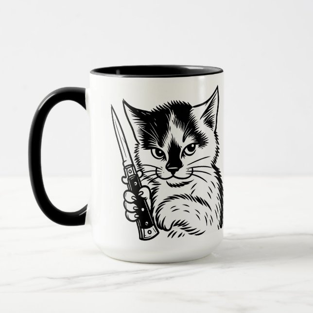 Tuxedo Cat Switchblade Attityd Mugg av Phil Elmore (Vänster)