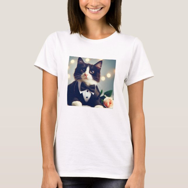 Tuxedo Cat T Shirt (Framsida)