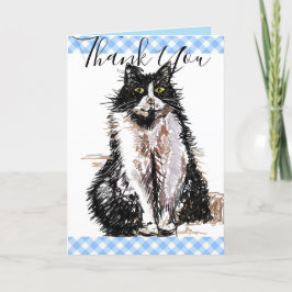 Tuxedo Cat Tack Black and White Cats Card Kort