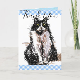 Tuxedo Cat Tack Black and White Cats Card Kort