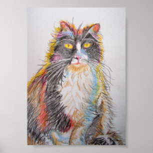 Tuxedo cat Teckning Art Cat Cats Poster
