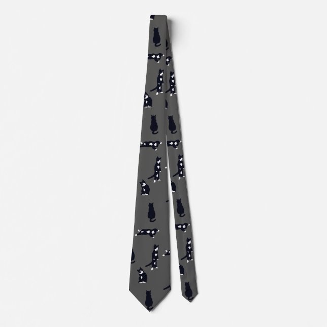 Tuxedo Cat Tie – Cute Black & White Cat Pattern on Slips (Framsida)