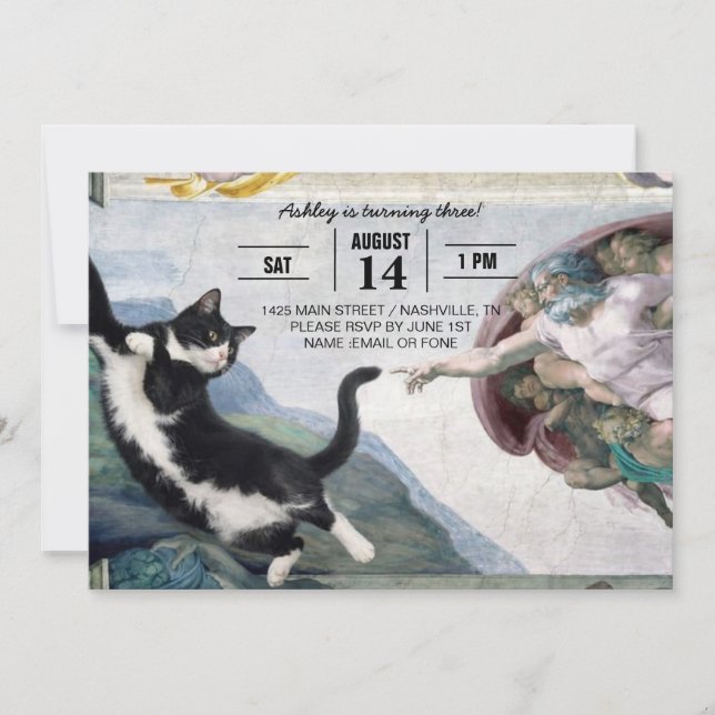 Tuxedo Cat Touching the Divine Paw                 Inbjudningar (Framsida)