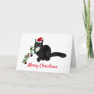 Tuxedo Cat Träd-julkort Helgkort