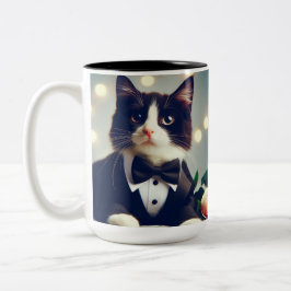 Tuxedo Cat Två-Tonad Mugg