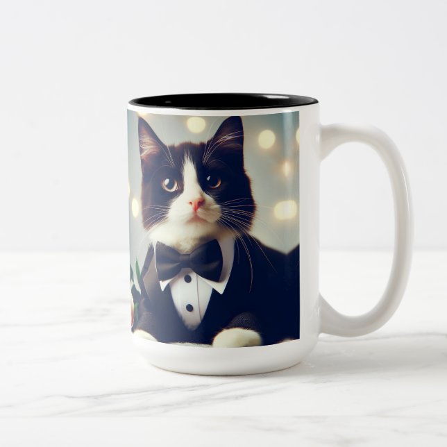Tuxedo Cat Två-Tonad Mugg (Höger)