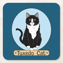 Tuxedo Cat Underlägg Papper Kvadrat