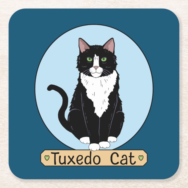 Tuxedo Cat Underlägg Papper Kvadrat (Framsidan)