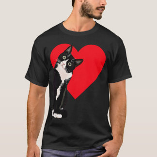 Tuxedo Cat Valentine Day Heart Cat T Shirt