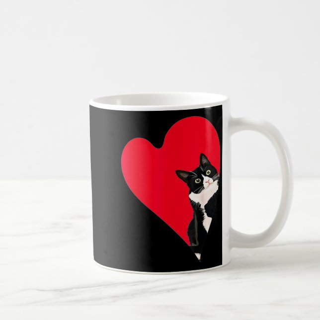 Tuxedo Cat Valentine Heart For Kitten And Animal L Kaffemugg (Höger)