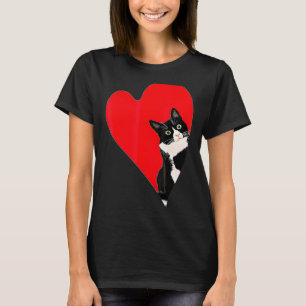 Tuxedo Cat Valentine Heart för Kitten och Animal T Shirt