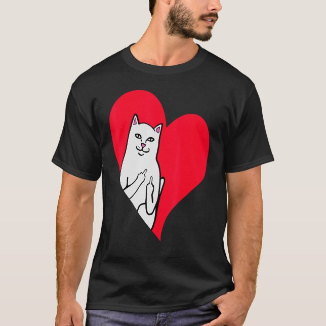 Tuxedo Cat Valentine Heart för Kitten och Animal T Shirt (Framsida)