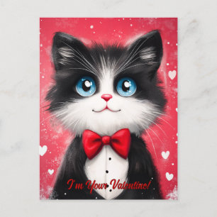Tuxedo Cat Valentine Vykort