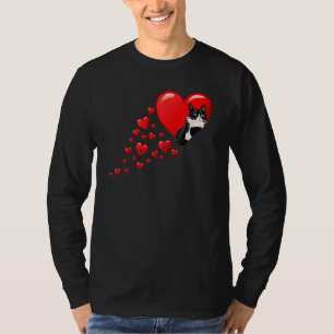 Tuxedo Cat Valentines day Heart för Kitten och Ani T Shirt