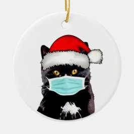 Tuxedo Cat Wearing Mask - juldekoration