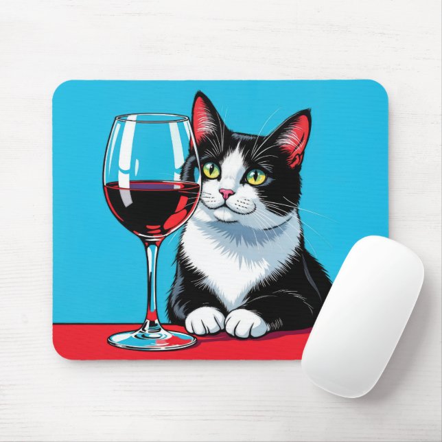 Tuxedo Cat With Red Wine Musmatta (Med mus)
