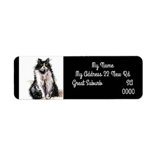 Tuxedo Cats Art-Returetiketter för katter Returadress Etikett