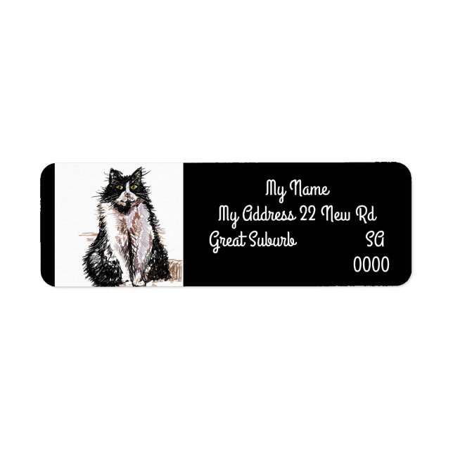 Tuxedo Cats Art-Returetiketter för katter Returadress Etikett (Framsidan)