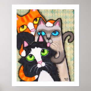 Tuxedo Cats bath Poster