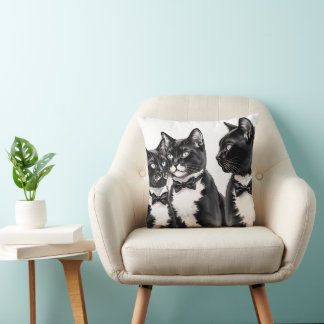 Tuxedo Cats in bowties Pillow Cushion Kudde