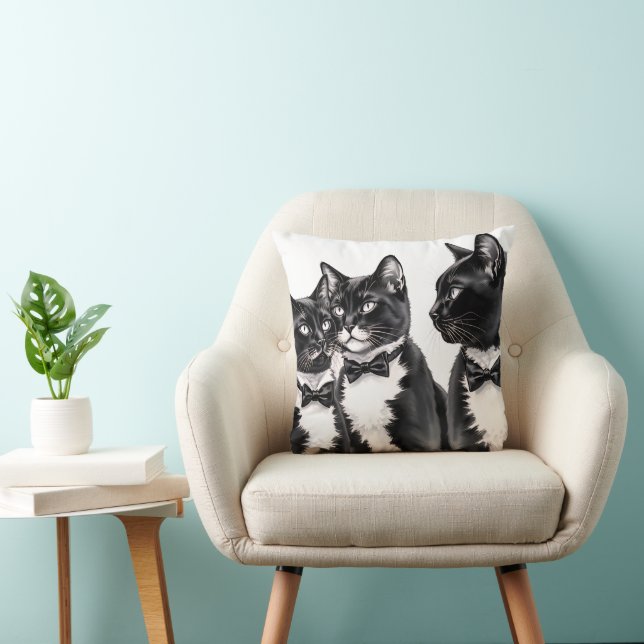 Tuxedo Cats in bowties Pillow Cushion Kudde (Stol)