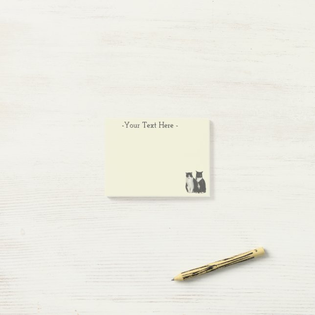 Tuxedo Cats Post-it Block (On Desk)