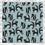 Tuxedo Cats Poster<br><div class="desc">En massa vackra svarta och vita tuxedokatter som går runt i sitt företag. En roligt mönster mot en mittblå bakgrund,  perfekt för djur och djurälskare.</div>