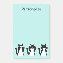 Tuxedo Cats | Tre Wise Kattunge Aqua Blue
